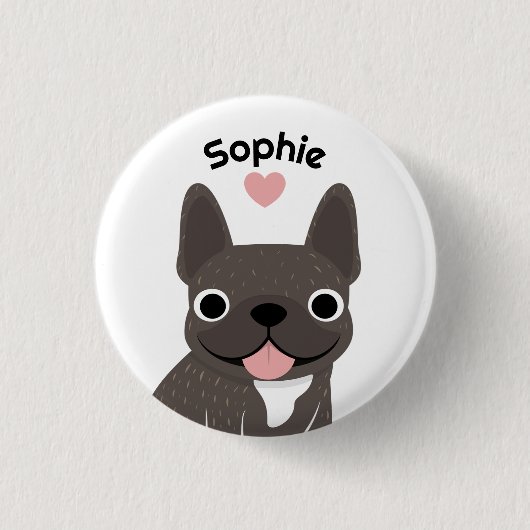 Personalisierter Französische Bulldogge Name Knopf Button (Vorderseite)