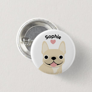 Personalisierter Französische Bulldogge Name Knopf Button