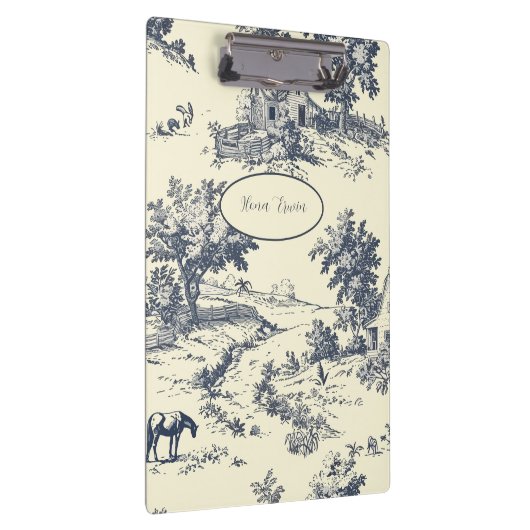 Personalisierter französischer Bauernhof Blue Toil Klemmbrett (Rechts)