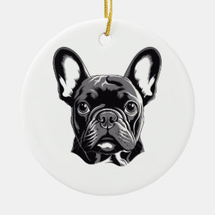 Personalisierter französischer Bulldog Black und W Keramik Ornament