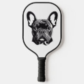 Personalisierter französischer Bulldog Black und W Pickleball Schläger (Rückseite)
