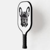 Personalisierter französischer Bulldog Black und W Pickleball Schläger (Links)