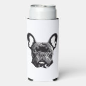 Personalisierter französischer Bulldog Black und W Selters Dosenkühler (Seltzer Rückseite)
