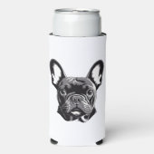 Personalisierter französischer Bulldog Black und W Selters Dosenkühler (Seltzer Vorderseite)