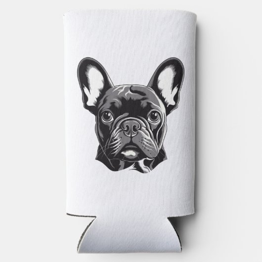 Personalisierter französischer Bulldog Black und W Selters Dosenkühler (Rückseite)