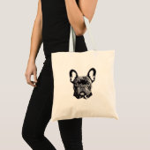 Personalisierter französischer Bulldog Black und W Tragetasche (Vorderseite (Produkt))