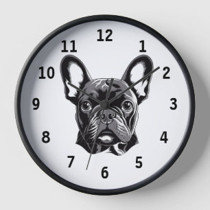 Personalisierter französischer Bulldog Black und W Uhr
