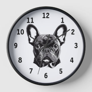 Personalisierter französischer Bulldog Black und W Uhr