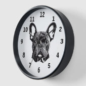 Personalisierter französischer Bulldog Black und W Uhr (Winkel)