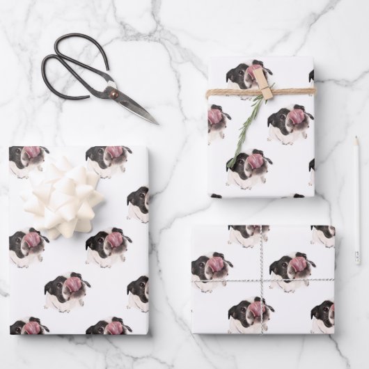 Personalisierter französischer Bulldog | Niedliche Geschenkpapier Set (Vorderseite)