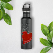 Personalisierter französischer Bulldog Red Heart D Edelstahlflasche