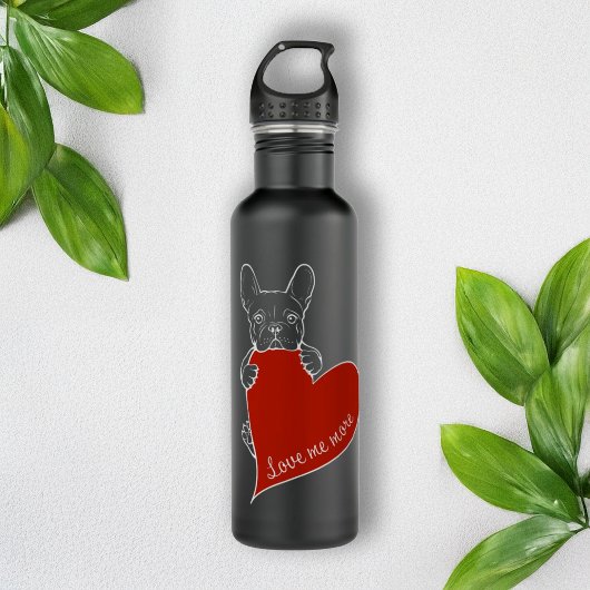 Personalisierter französischer Bulldog Red Heart D Edelstahlflasche