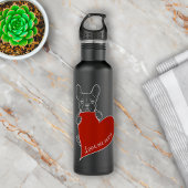 Personalisierter französischer Bulldog Red Heart D Edelstahlflasche