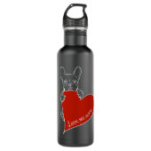 Personalisierter französischer Bulldog Red Heart D Edelstahlflasche (Vorderseite)