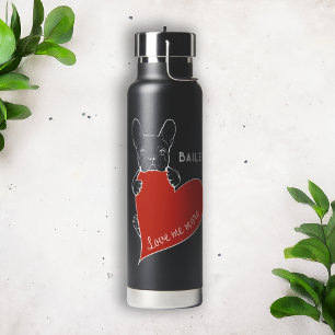 Personalisierter französischer Bulldog Red Heart D Trinkflasche