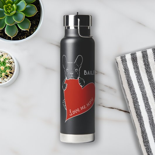 Personalisierter französischer Bulldog Red Heart D Trinkflasche
