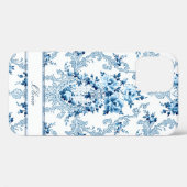 Personalisierter französischer Rokoko Blau und Wei Case-Mate iPhone Hülle (Rückseite (Horizontal))