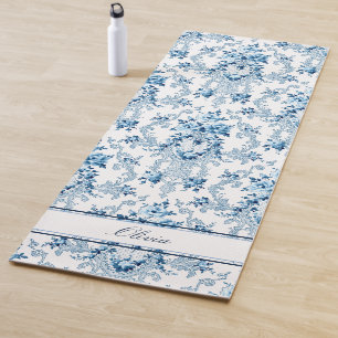 Personalisierter französischer Rokoko Blue & Whit Yogamatte