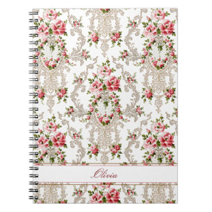 Personalisierter französischer Rokoko Floral-Whit Notizblock