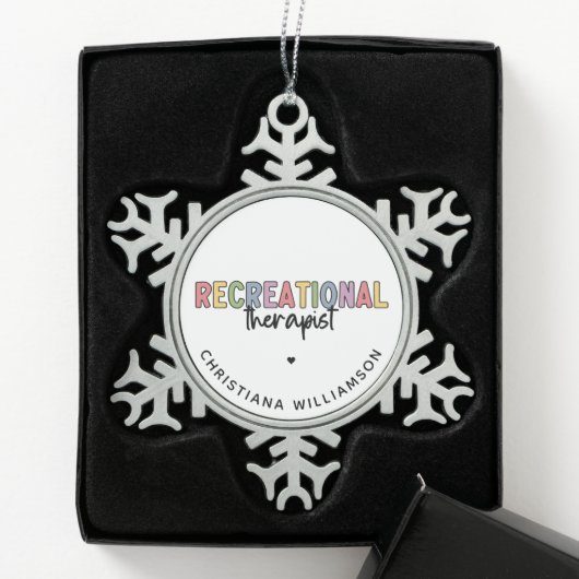 Personalisierter Freizeittherapeut Schneeflocken Zinn-Ornament (Box)