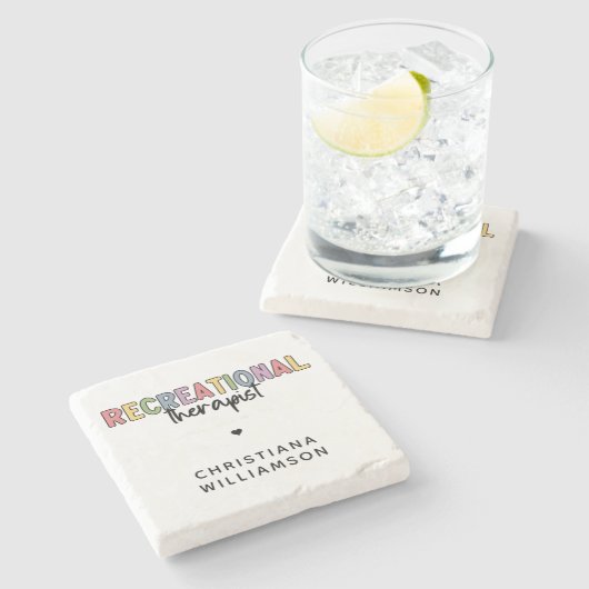 Personalisierter Freizeittherapeut Steinuntersetzer (Seitenansicht)