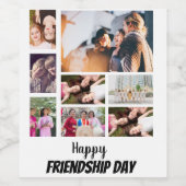 Personalisierter Freundschaftstag 8 FotoCollage Weinetikett (Einzelnes Label)