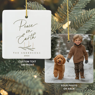 Personalisierter Frieden auf Erden Foto Weihnachte Keramikornament