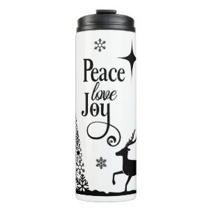 Personalisierter Frieden Liebe Freude Hirschbaum Thermosbecher