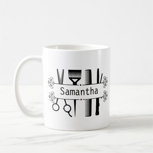 Personalisierter Friseur der Stylistischen Schere Kaffeetasse (Links)