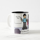 Personalisierter Friseur - Männlicher Cartoon Zweifarbige Tasse (Vorderseite Links)