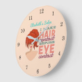 Personalisierter Friseur-Retro-Salon Große Wanduhr (Winkel)