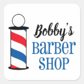 Personalisierter Friseurladen Quadratischer Aufkleber (Vorderseite)
