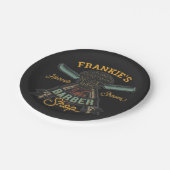 Personalisierter Friseurladen Retro-Haarschnitt-Sh Pappteller (Schrägansicht)