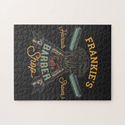 Personalisierter Friseurladen Retro-Haarschnitt-Sh Puzzle (Horizontal)