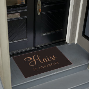 Personalisierter Friseursalon mit Kupfergold Fußmatte