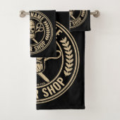 Personalisierter Friseursalon Skull Rockabilon Badhandtuch Set (Insitu)