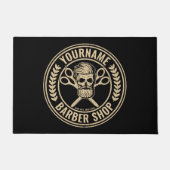 Personalisierter Friseursalon Skull Rockabilon Fußmatte (Vorderseite)