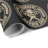 Personalisierter Friseursalon Skull Rockabilon Geschenkpapier (Rolleneckpunkt)