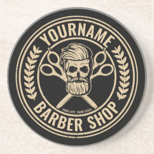 Personalisierter Friseursalon Skull Rockabilon Getränkeuntersetzer