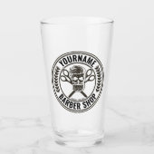 Personalisierter Friseursalon Skull Rockabilon Glas (Vorderseite)