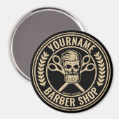 Personalisierter Friseursalon Skull Rockabilon Magnet (Vorderseite/Rückseite)
