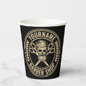 Personalisierter Friseursalon Skull Rockabilon Pappbecher (Vorderseite)
