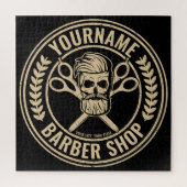 Personalisierter Friseursalon Skull Rockabilon Puzzle (Vertikal)