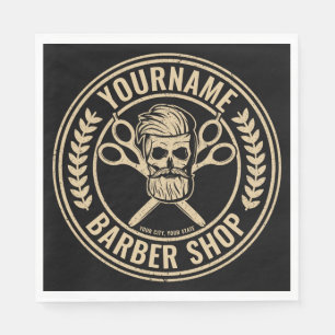 Personalisierter Friseursalon Skull Rockabilon Serviette