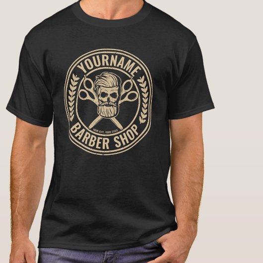 Personalisierter Friseursalon Skull Rockabilon T-Shirt