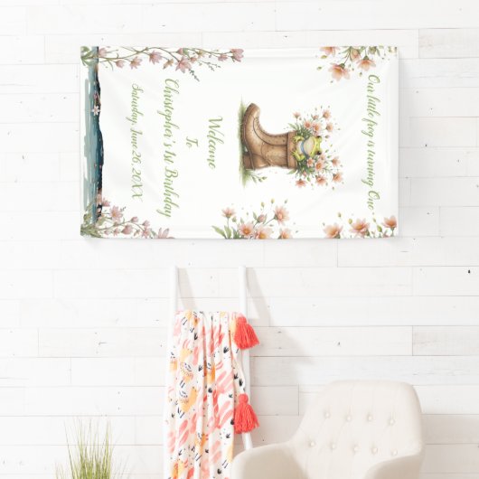 Personalisierter Frogie 1. Geburtstag Banner (Insitu)