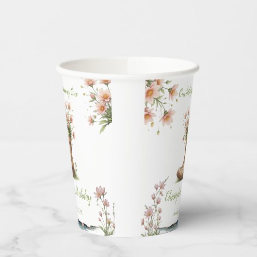 Personalisierter Frogie 1. Geburtstag Pappbecher (Links)