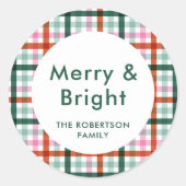 Personalisierter Frohe und helle Weihnachtsaufkleb Runder Aufkleber (Vorderseite)