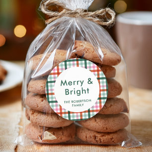 Personalisierter Frohe und helle Weihnachtsaufkleb Runder Aufkleber