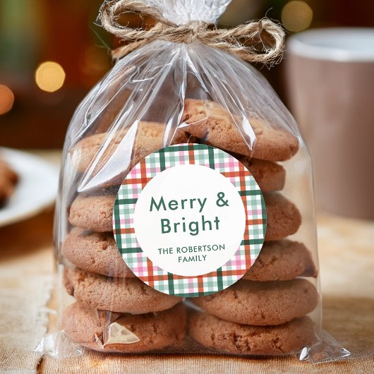 Personalisierter Frohe und helle Weihnachtsaufkleb Runder Aufkleber